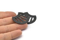 Siyah Kabuk Charm, 2 Delikli 2 Oksitlenmiş Siyah Pirinç Kabuk Kolye (35x28x0,80 mm) M376