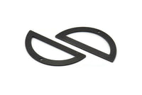 Yarım Daire Charm, 1 Delikli 4 Oksitlenmiş Siyah Pirinç Yarım Ay Charm, Boşluklar, Damgalama Boşlukları (38x17x0,80 mm) M517