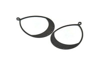 Black Drop Charm, 2 Oxidized Black Brass Drop Charms With 1 Loop And 3 Holes, Pendants (49x36x0.80mm) M1012
