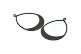 Black Drop Charm, 2 Oxidized Black Brass Drop Charms With 1 Loop And 3 Holes, Pendants (49x36x0.80mm) M1012