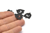Siyah Ay Tılsımı, 2 Döngülü 12 Oksitlenmiş Siyah Pirinç D Şeklinde Tılsım (21x17x0,50 mm) M1060