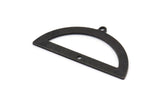 Yarım Daire Charm, 2 Delikli 4 Oksitlenmiş Siyah Pirinç Yarım Ay Charm, Boşluklar, Damgalama Boşlukları (38x20x0,80 mm) M504