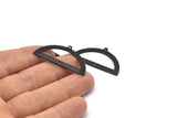 Yarım Daire Charm, 2 Delikli 4 Oksitlenmiş Siyah Pirinç Yarım Ay Charm, Boşluklar, Damgalama Boşlukları (38x20x0,80 mm) M504