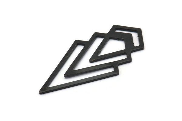 Siyah Üçgen Boş, 4 Oksitlenmiş Siyah Pirinç Elmas Boş (46x22x1mm) M01216