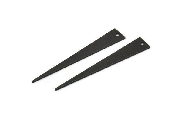 Black Triangle Charm, 10 Hammered Oxidized Brass Triangle Charms With 1 Hole, Blanks (50x8x0.80mm) M275