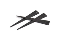 Black Triangle Charm, 10 Hammered Oxidized Brass Triangle Charms With 1 Hole, Blanks (50x8x0.80mm) M275