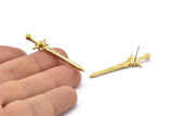 Brass Sword Earring, 4 Raw Brass Sword Stud Earrings (43x12mm) N1624