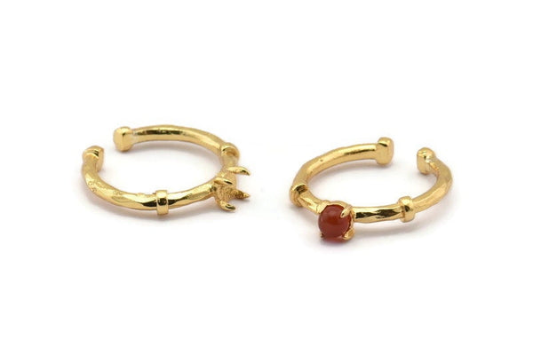 Gold Ring Settings, 4 Gold Plated Brass Adjustable 4 Claw Ring - Ring Stone Setting - Pad Size 4mm N1552