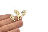 Brass Leaf Earring, 6 Raw Brass Leaf Stud Earrings, Findings (23x12x1.2mm) N1631