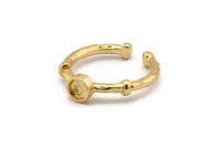 Gold Ring Settings, 2 Gold Plated Brass Round Ring With 1 Stone Setting - Pad Size 4mm N1551