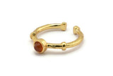 Gold Ring Settings, 2 Gold Plated Brass Round Ring With 1 Stone Setting - Pad Size 4mm N1551