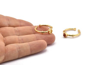 Gold Ring Settings, 2 Gold Plated Brass Round Ring With 1 Stone Setting - Pad Size 4mm N1551