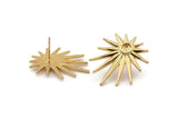 Gold Badge Earring, 2 Gold Plated Brass Rosette Stud Earrings - Pad Size 4mm (29x25mm) N1507