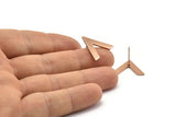 Rose Gold Earring, 2 Rose Gold Plated Brass V Shaped Stud Earrings (22x18x1mm) M01243 A2289