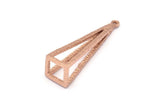 Gül Altın Üçgen Prizma, Gül Altın Kaplama Pirinç Üçgen Prizma Kolye Uçları 1 Halka (37x10mm) BS 1980 Q0566