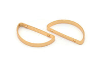 Gold Half Moon - 4 Gold Plated Brass Semi Circle Connectors with 2 Holes (15x30x3x0.80mm) BS 1743 Q0565