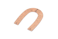 Rose Gold Geometric Charm, 4 Rose Gold Plated Brass Textured U Shaped Pendants With 4 Holes, Charms, Findings (35x27x0.50mm) D0577 Q0647