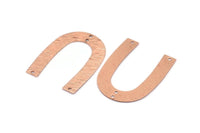 Rose Gold Geometric Charm, 4 Rose Gold Plated Brass Textured U Shaped Pendants With 4 Holes, Charms, Findings (35x27x0.50mm) D0577 Q0647