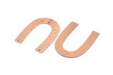 Rose Gold Geometric Charm, 4 Rose Gold Plated Brass Textured U Shaped Pendants With 4 Holes, Charms, Findings (35x27x0.50mm) D0577 Q0647