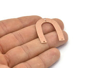 Rose Gold Geometric Charm, 4 Rose Gold Plated Brass Textured U Shaped Pendants With 4 Holes, Charms, Findings (35x27x0.50mm) D0577 Q0647