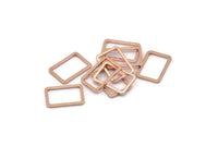 Açık Dikdörtgen Konnektör, 24 Gül Altın Kaplama Pirinç Dikdörtgen Konnektör, Charm (9x13x0,8 mm) D0327 Q0628