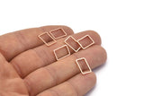 Açık Dikdörtgen Konnektör, 24 Gül Altın Kaplama Pirinç Dikdörtgen Konnektör, Charm (9x13x0,8 mm) D0327 Q0628