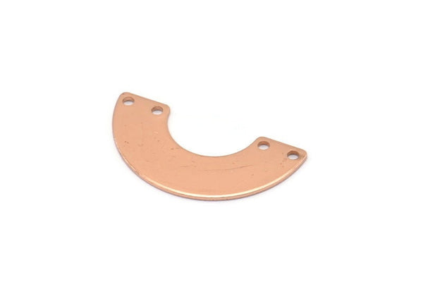 Rose Gold Geometric Pendant, 4 Rose Gold Plated Brass Semi Circle Blanks With 4 Holes, Findings (30x15x8x0.8mm) BS 1844 Q0644