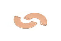 Rose Gold Geometric Pendant, 4 Rose Gold Plated Brass Semi Circle Blanks With 4 Holes, Findings (30x15x8x0.8mm) BS 1844 Q0644