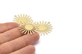 Brass Sun Charm, 10 Raw Brass Sun Charms With 1 Loop (31x30x0.80mm) M02205
