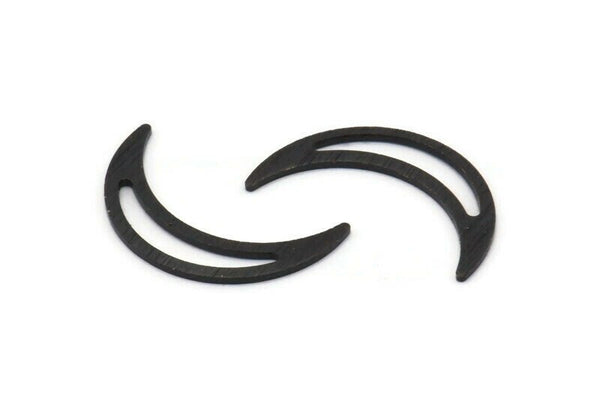 Siyah Ay Boşluğu, 12 Dokulu Oksitlenmiş Siyah Pirinç Hilal Ay Boşluğu, Damgalama Boşlukları (22x5x0,80 mm) M01200 H1271