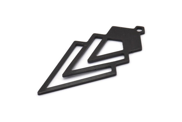 Black Triangle Charm, 4 Oxidized Black Brass Diamond Charms With 1 Loop (49x22x1mm) M01161 M01161 H1281