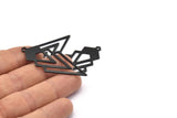 Black Triangle Charm, 4 Oxidized Black Brass Diamond Charms With 1 Loop (49x22x1mm) M01161 M01161 H1281