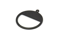 Black Round Charm, 6 Oxidized Black Brass Round Charms With 1 Loop, Blanks (25x0.80mm) M414