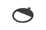 Black Round Charm, 6 Oxidized Black Brass Round Charms With 1 Loop, Blanks (25x0.80mm) M414