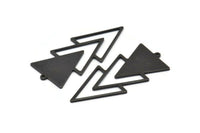 Siyah Üçgen Charm, 1 Döngülü 4 Oksitlenmiş Siyah Pirinç Üçgen Charm (49x21x1mm) M01120 H1283