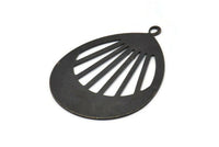 Black Drop Charm, 2 Oxidized Black Brass Drop Charms With 1 Loop, Pendants (49x36x0.80mm) M874