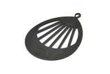 Black Drop Charm, 2 Oxidized Black Brass Drop Charms With 1 Loop, Pendants (49x36x0.80mm) M874