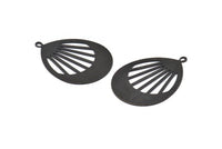 Black Drop Charm, 2 Oxidized Black Brass Drop Charms With 1 Loop, Pendants (49x36x0.80mm) M874