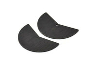 Siyah Ay Tılsımı, 1 Delikli 2 Dokulu Oksitlenmiş Siyah Pirinç Ay Tılsımı, Boşluklar (38x18x0,80 mm) M372