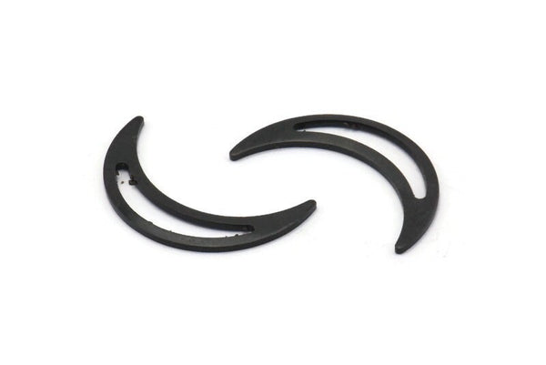 Siyah Ay Boşluğu, 24 Oksitlenmiş Siyah Pirinç Hilal Ay Boşluğu, Damgalama Boşlukları (22x5x0,80 mm) M01186 H0932