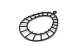 Oval Geometric Pendant, 2 Oxidized Black Brass Textured Oval Geometric Pendants With 1 Loop, Findings (49.5x37.5x2mm) BS 2025