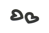 Siyah Kalp Tılsımı, 1 Delikli 8 Oksitlenmiş Siyah Pirinç Kalp Tılsımı (16x14x1mm) M864