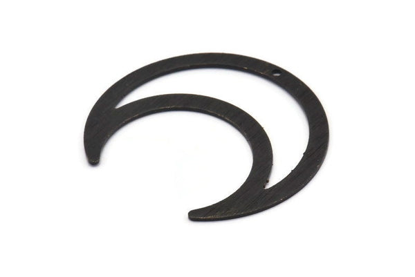 Black Moon Charm, 4 Textured Oxidized Black Brass Crescent Moon Charms With 1 Hole, Pendants (42x16x0.80mm) M176 H1295