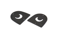 Black Moon Charm, 12 Oxidized Black Brass D Shape Charms With 2 Holes (16x17x0.50mm) M1064