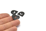 Black Moon Charm, 12 Oxidized Black Brass D Shape Charms With 2 Holes (16x17x0.50mm) M1064