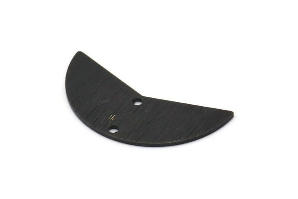 Siyah Ay Tılsımı, 2 Delikli 6 Dokulu Oksitlenmiş Siyah Pirinç Ay Tılsımı, Boşluklar (31x11x0,80 mm) M202 H1479