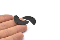Siyah Ay Tılsımı, 2 Delikli 6 Dokulu Oksitlenmiş Siyah Pirinç Ay Tılsımı, Boşluklar (31x11x0,80 mm) M202 H1479