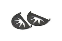 Siyah Şimşek Tılsımı, 2 Halkalı 2 Oksitlenmiş Siyah Pirinç Yarım Daire Kolye (38x22x0,9 mm) BS 1949 H1290