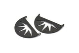Siyah Şimşek Tılsımı, 2 Halkalı 2 Oksitlenmiş Siyah Pirinç Yarım Daire Kolye (38x22x0,9 mm) BS 1949 H1290