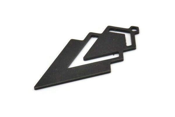 Siyah Üçgen Charm, 1 Döngülü 4 Oksitlenmiş Siyah Pirinç Elmas Charm (49x22x1mm) M01150 H1286